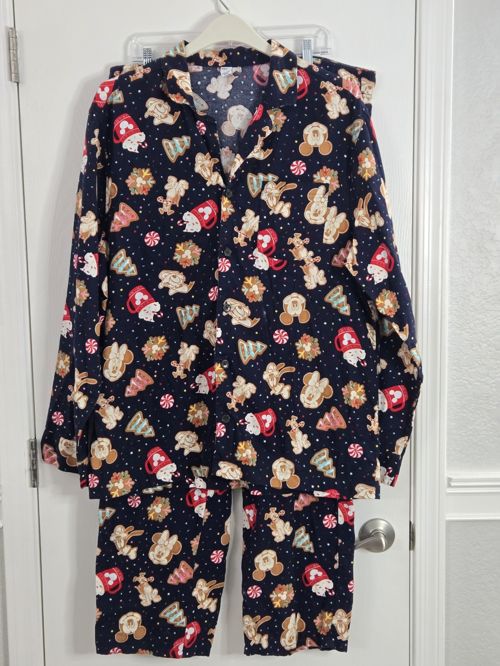 Old Navy x Disney Cookie Party Flannel Pajama Set Men XL Mickey Christmas 2pc